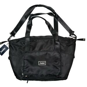 NEW Foldie Black Travel Tote Duffle Bag 40L Waterproof Shoulder Carry On Packabl